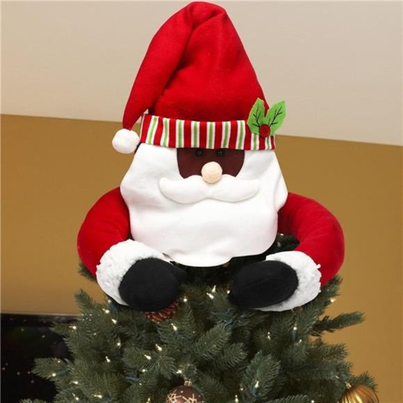 Holiday African American Santa Tree Topper Black Large Santa Claus